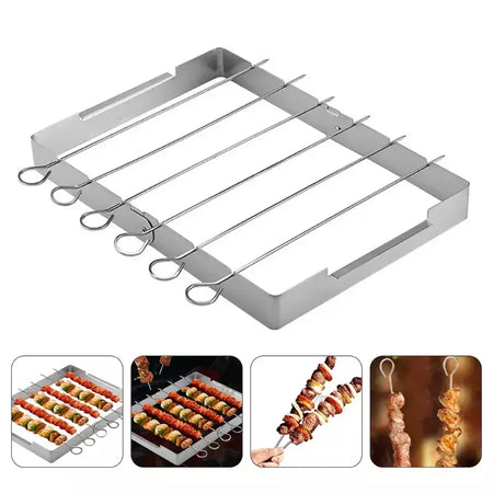 Grelha portátil churrasco suporte kebab espeto rack de aço inoxidável churrasco shish kabob espetos aço grelhar casa ao ar livre grills ferramentas