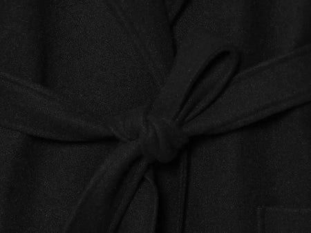 Tidalyf 2025 casaco longo feminino de mistura de lã, gola virada para baixo, cintura com cinto, manga comprida, comprimento da panturrilha, jaqueta com bolsos para o outono