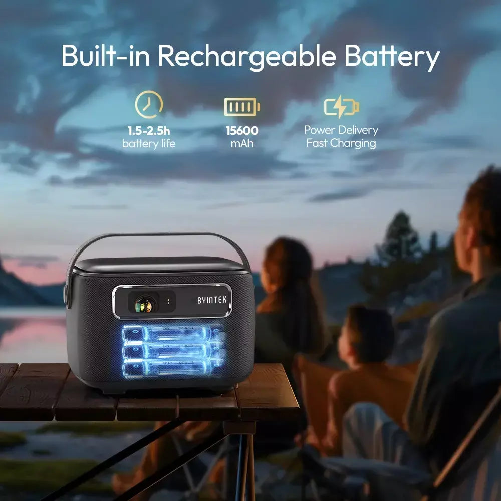 BYINTEK R20 Max Mini Projetor 4K DLP Smart WiFi Android 11.0 LED 1080P Projetores de home theater ao ar livre com bateria de 15600mAh