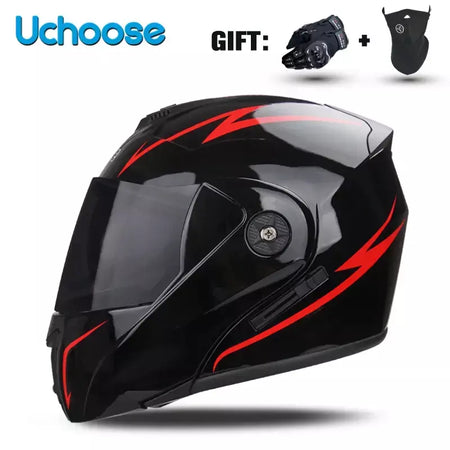 Unisex Capacete com viseira, lente dupla, seção transversal, segurança, modular, flip, capacete, certificação DOT, Uchoose