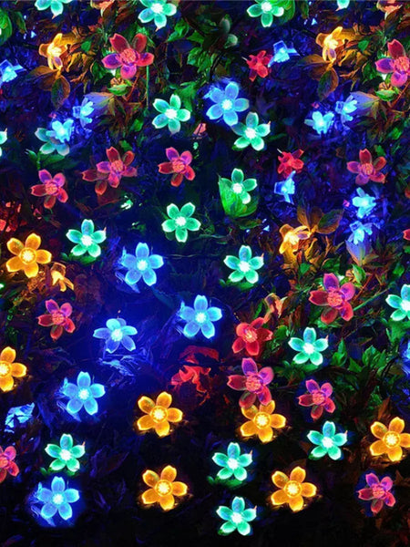 Led solar luzes da corda flor de cerejeira guirlanda luzes ao ar livre solar jardim pátio decoração luzes natal festa de casamento decoração