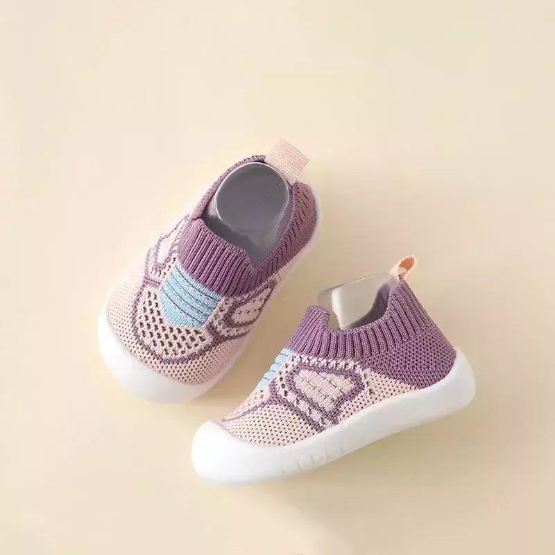 Sapatos de malha respirável para recém-nascido, meias infantis, fundo macio, antiderrapante, menino e menina, 0 a 5 anos, verão