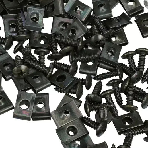 Parafusos auto-roscantes, clipe de fixação de metal para carro, motocicleta, tipo u, clipe com parafuso, proteção antiferrugem, kit de folha de ferro