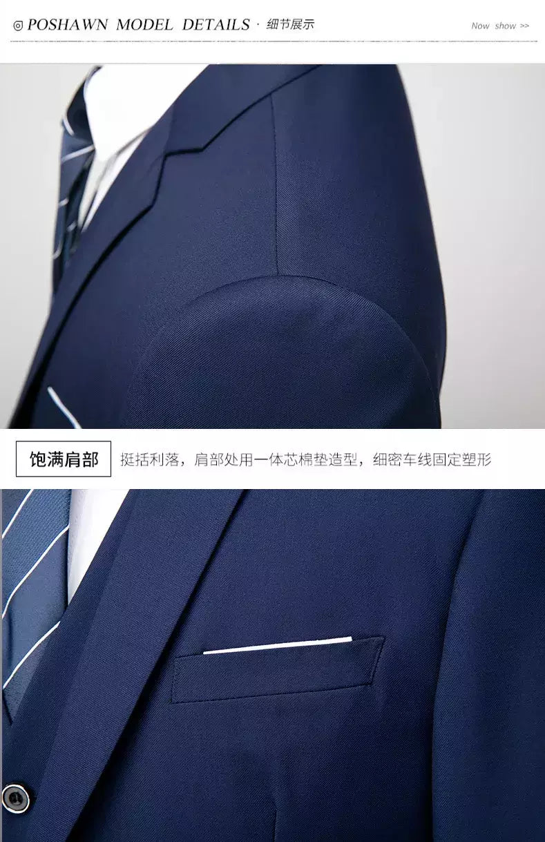 Ternos formais masculinos completos, conjuntos elegantes de blazers, roupas de casamento, calças, jaquetas, fantasias de luxo, negócios de casamento, 2 peças