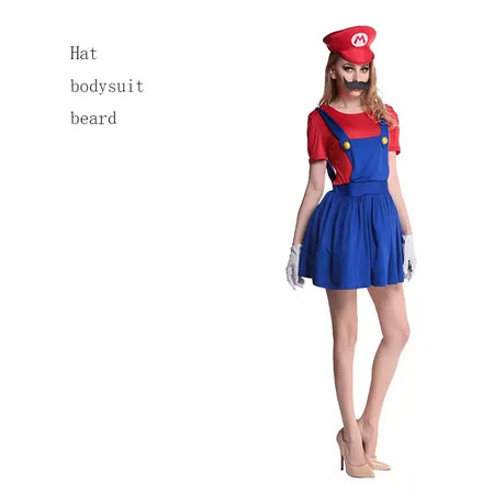 Luigi masculino disfarçado roupas de luxo para adultos super irmão roupas role-playing fantasia vestido conjunto chapéus e barba masculinos e femininos