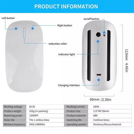 Xiaomi bluetooth mouse sem fio recarregável silencioso multi arco toque ratos ultra-fino mouse mágico para portátil ipad mac pc macbook