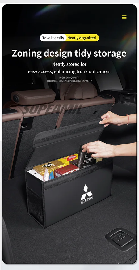 Caixa organizadora de porta-malas de carro, caixa traseira, armazenamento de arrumação, para mitsubishi outlander pajero asx colt lancer l200 triton ralliart