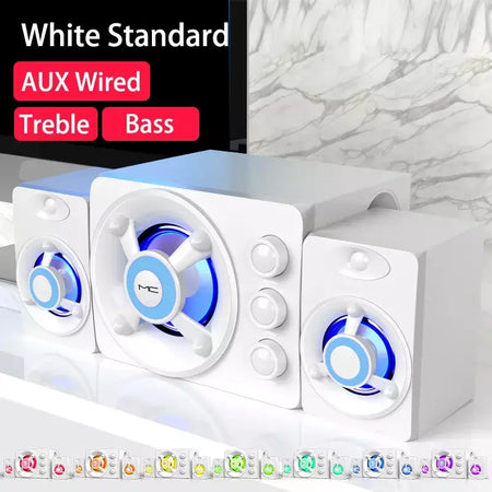 Alta-falantes estéreo 3d de alta fidelidade colorido led luz pesada aux usb com fio sem fio bluetooth áudio home theater barra de som surround tv