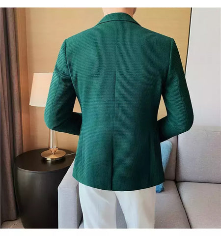 Casaco de peito único masculino, blazer slim fit, blazers grandes, casacos elegantes de luxo, outwear casual coreano para casamento