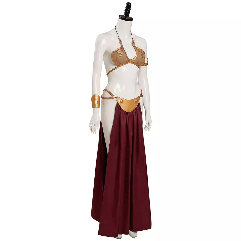 Princesa leia cosplay traje filme espaço batalha fantasia sexy escravo vestido biquíni terno feminino festa de halloween roleplay outfit