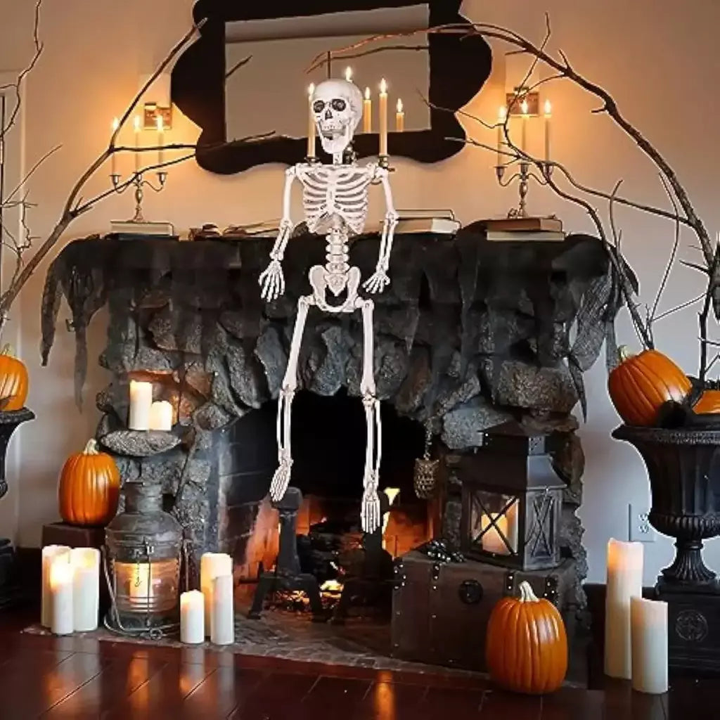 Esqueleto de forma humana de halloween de 40cm, esqueleto acessível, ossos de forma humana, decorações de herror de halloween, adereços de terror de casa assombrada