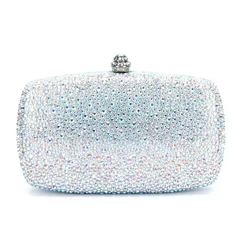 Bolsa noite strass para mulheres, bolsas de casamento, corrente de cristal, ouro, prata, pedras da noite, marrom, verde, pedras azuis