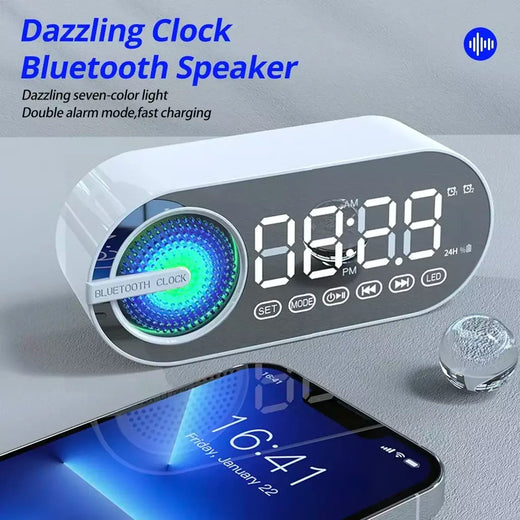 G30 ny espelho relógio sem fio bluetooth alto-falante usb led fm atmosfera colorida luz baixo pesado portátil presente bluetooth alto-falante