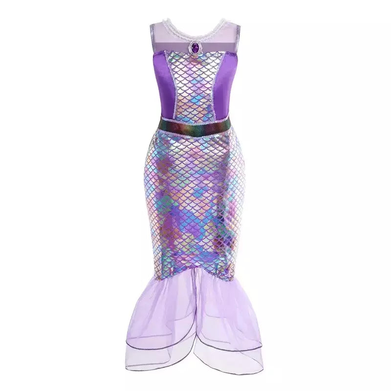Sereia vestido de festa de aniversário verão menina sereia traje carnaval anime cosplay outfits 2-10 anos crianças fantasia disfarce vestido de baile