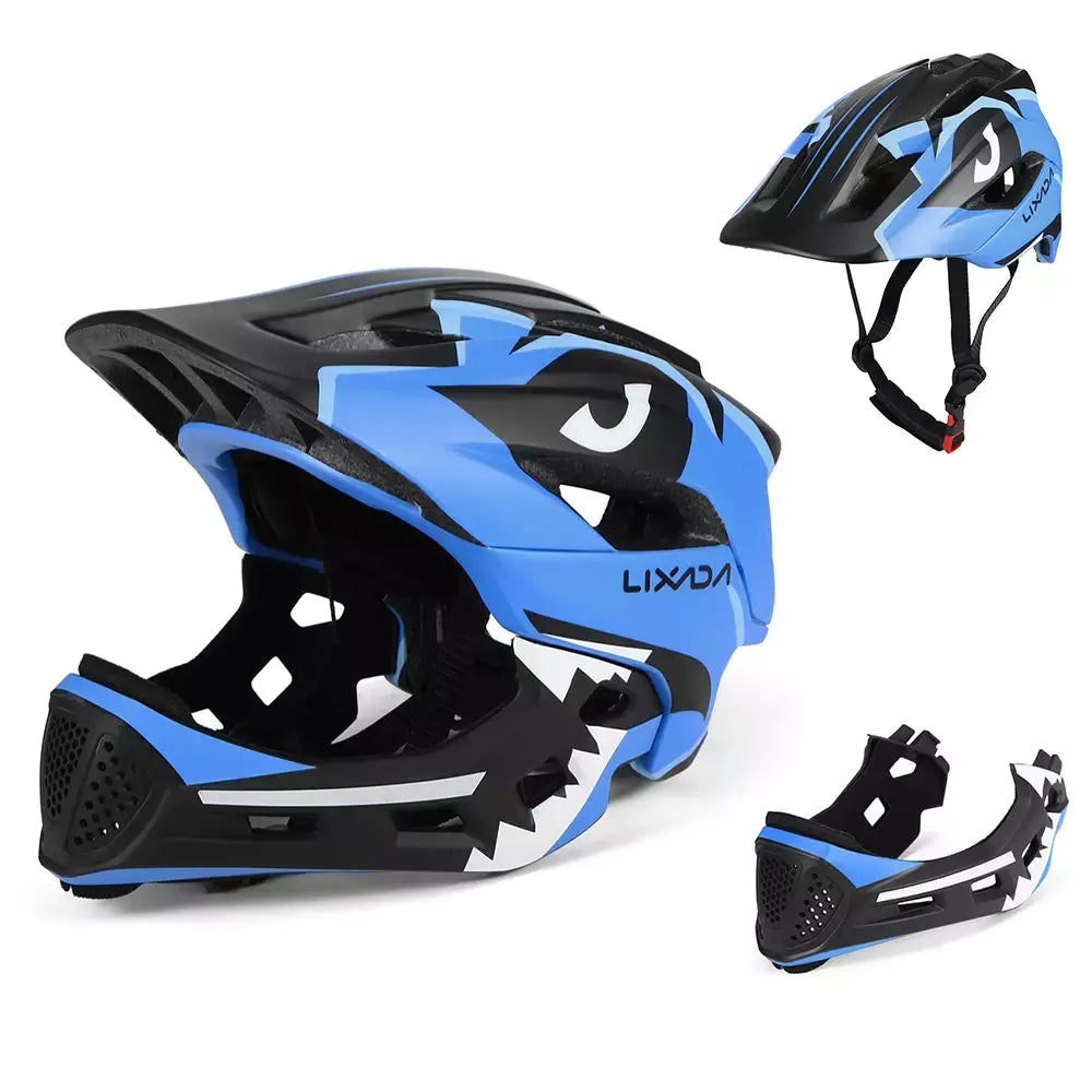 Capacete facial completo destacável para crianças, capacete de segurança esportivo para ciclismo, skate, patinação