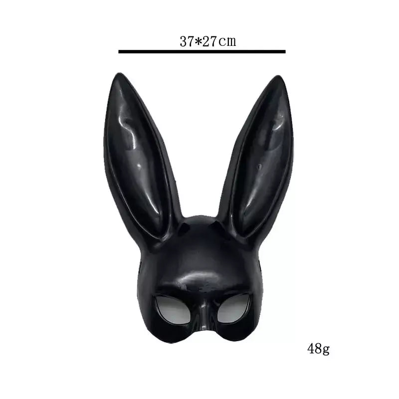 1 pçs preto branco coelho máscara festa de halloween decoração festa orelhas longas coelho máscara traje cosplay ?