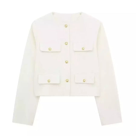 TRAF-Casaco Cropped feminino com botão dourado, blazer bomber, streetwear chique, blusa de casacos femininos, moda primavera, 2022