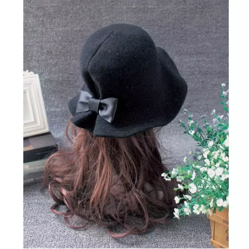 Chapéu de lã de bowknot vintage feminino, Fedoras para senhoras, cúpula de feltro para casamento Igreja Jazz, boné feminino elegante, outono e inverno