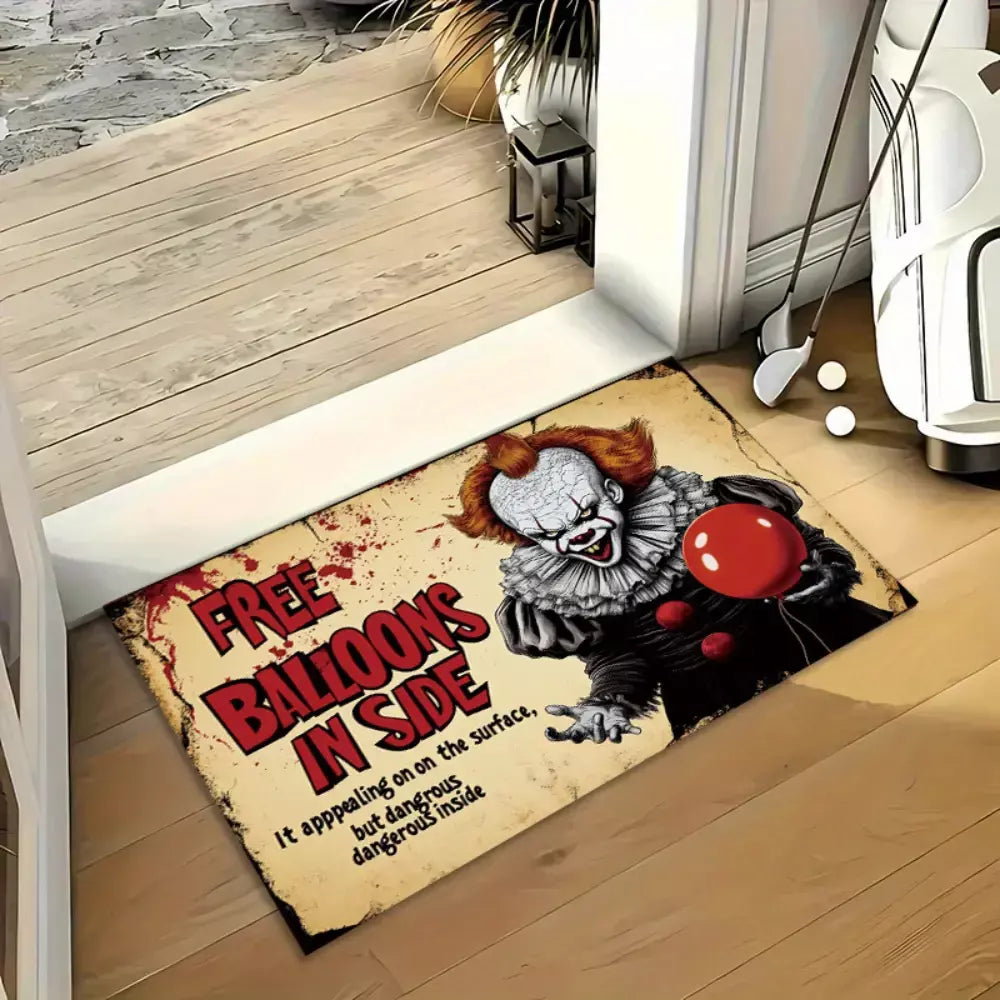 Tapete de porta de halloween assustador pennywise palhaço porta sala de estar, quarto, cozinha, entrada antiderrapante tapete corredor