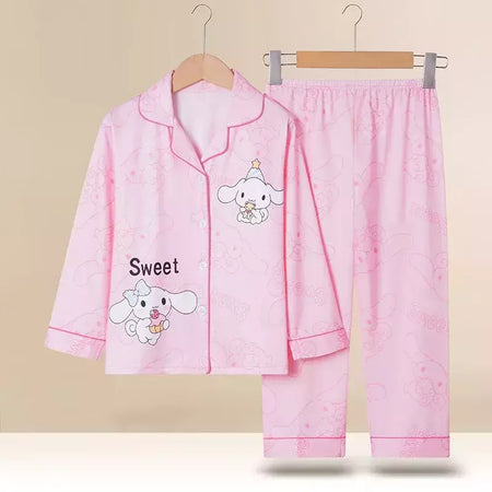 Sanrio cinnamoroll kuromi pochacco conjunto de pijamas infantis dos desenhos animados anime minha melodia manga curta pijamas bonito menino menina presentes