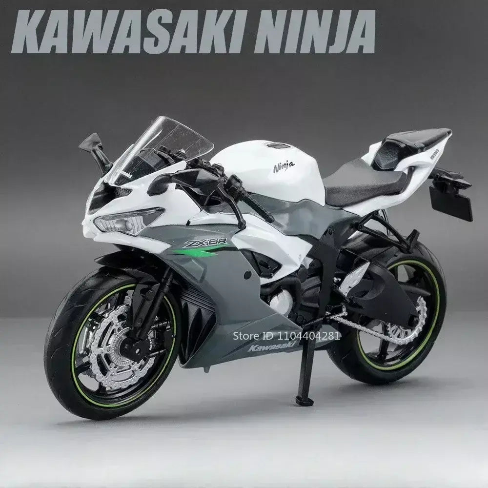 1:12 kawasaki kx450 nijia ZX-6R modelo de motocicleta brinquedo diecast liga carro roda dianteira direção absorção choque decorativo presente do menino