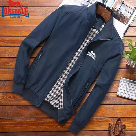 LONSDALE-Jaqueta Bomb bordada slim fit masculina, Gola de Beisebol, Alta Qualidade, Moda Casual, Primavera e Outono, M-6XL
