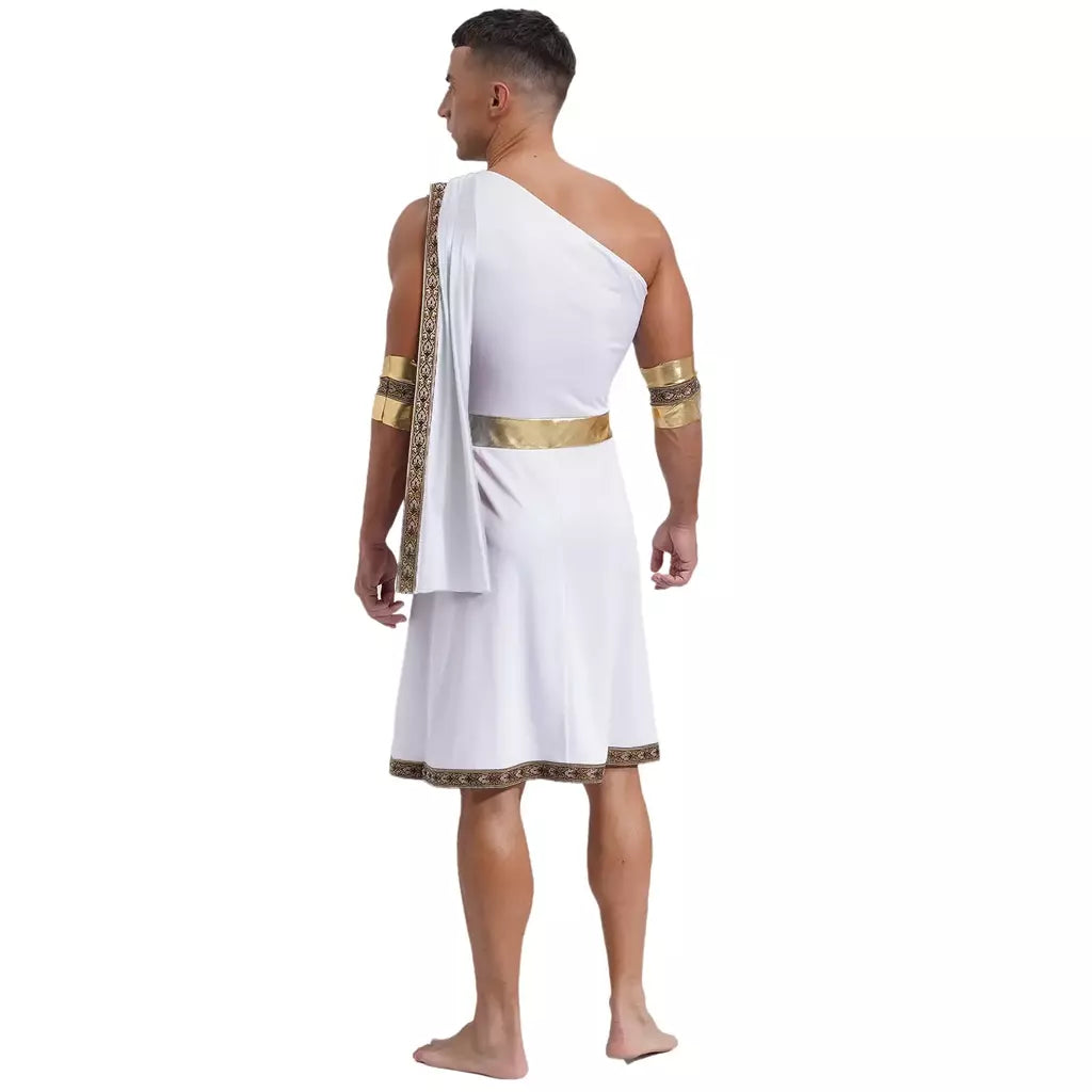 Homens antigo deus grego gladiador halloween cosplay trajes toga com mangas rei romano príncipe toga robe vestido punhos destacáveis
