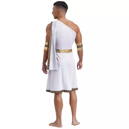 Homens antigo deus grego gladiador halloween cosplay trajes toga com mangas rei romano príncipe toga robe vestido punhos destacáveis
