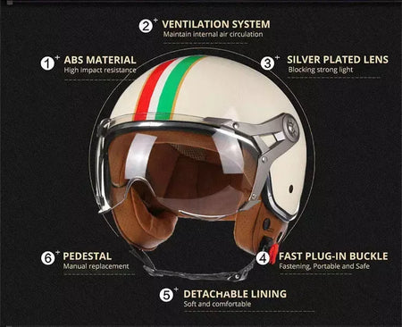 Vintage tt & cocascos capacete da motocicleta jet com viseira moto equitação 3/4 aberto meio capacete retro scooter capacete moto