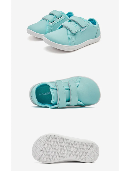 HOBIBEAR-Tênis minimalistas para crianças, leves, gancho de laço, couro artificial, sapatos descalços, pequeno grande e garoto, dedo do pé largo