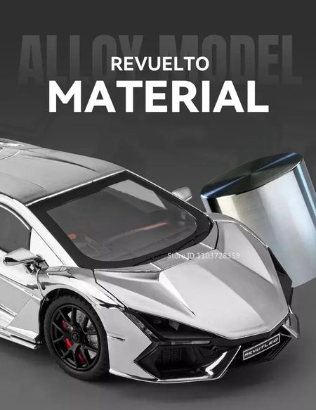 1:24 escala revuelto modelo em miniatura brinquedo carros esportivos liga diecast supercars som luz portas abertas puxar para trás para crianças presentes