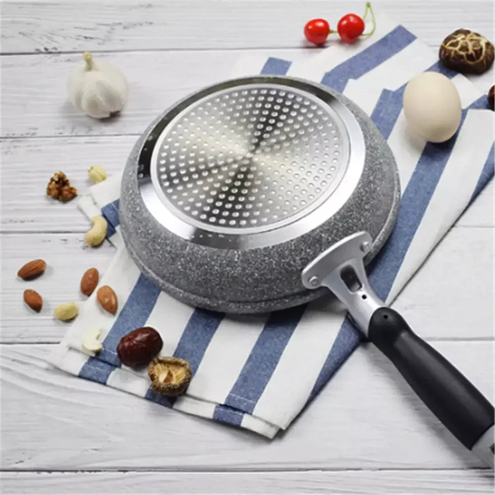 Frigideira Antiaderente de Pedra Durável, Frigideira de Caldeirão, Panelas de Fogão de Indução, Ovo Panqueca, Fogão a Gás, Home Wok, 28 cm, 26 cm, 24 cm, 20cm