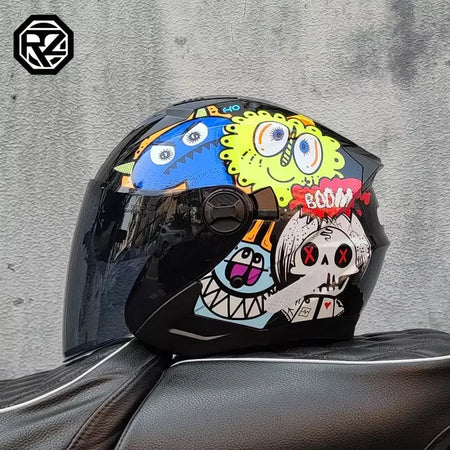 2025 mais recente capacete da motocicleta de alta qualidade metade cobrindo lente dupla cascos para motos masculino feminino casal capacetes de moto