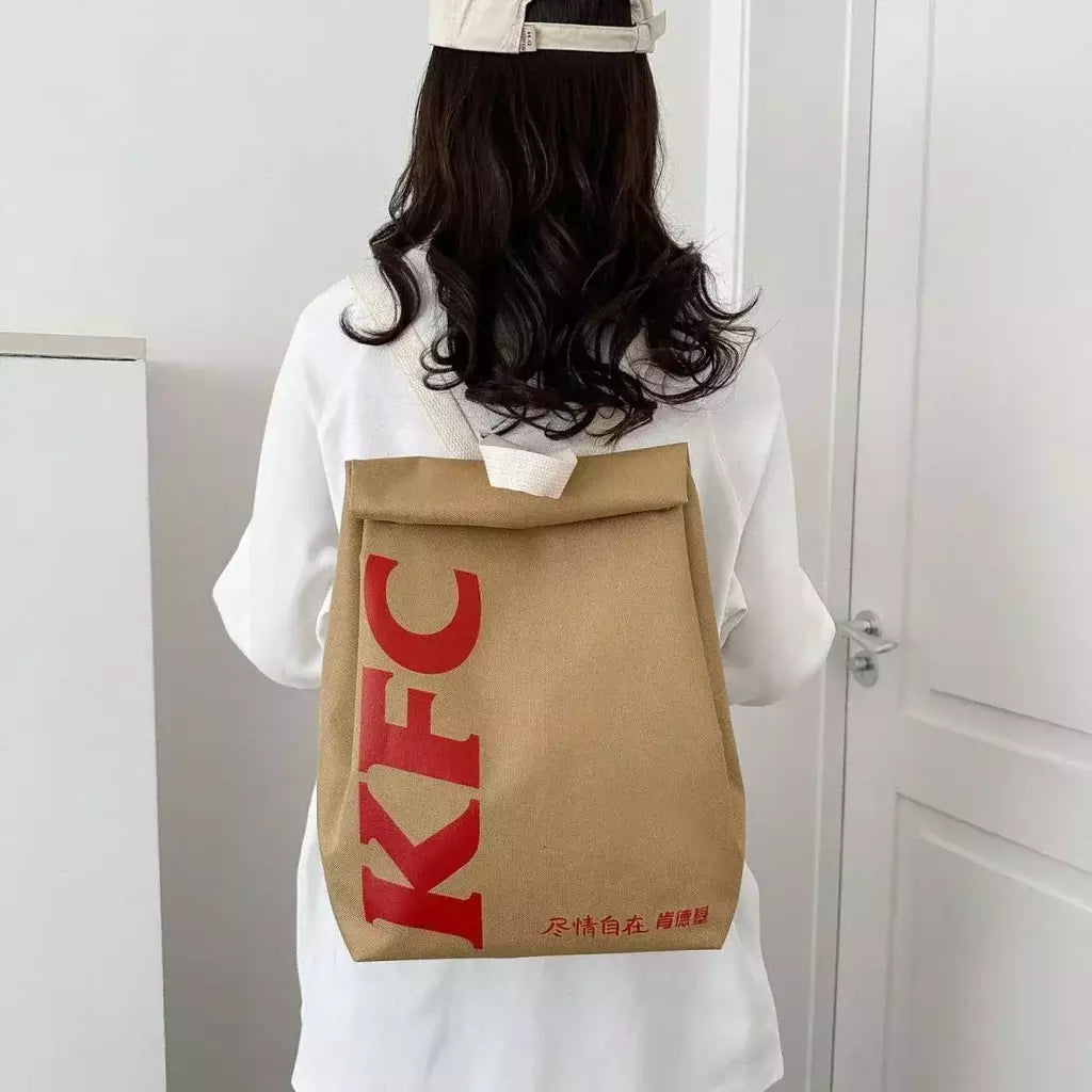 Mochila escolar Kfc com cordão, estilo kawai, personalizado, casual, presente de aniversário, para estudante, atacado