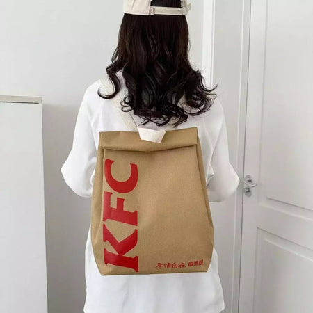 Mochila escolar Kfc com cordão, estilo kawai, personalizado, casual, presente de aniversário, para estudante, atacado
