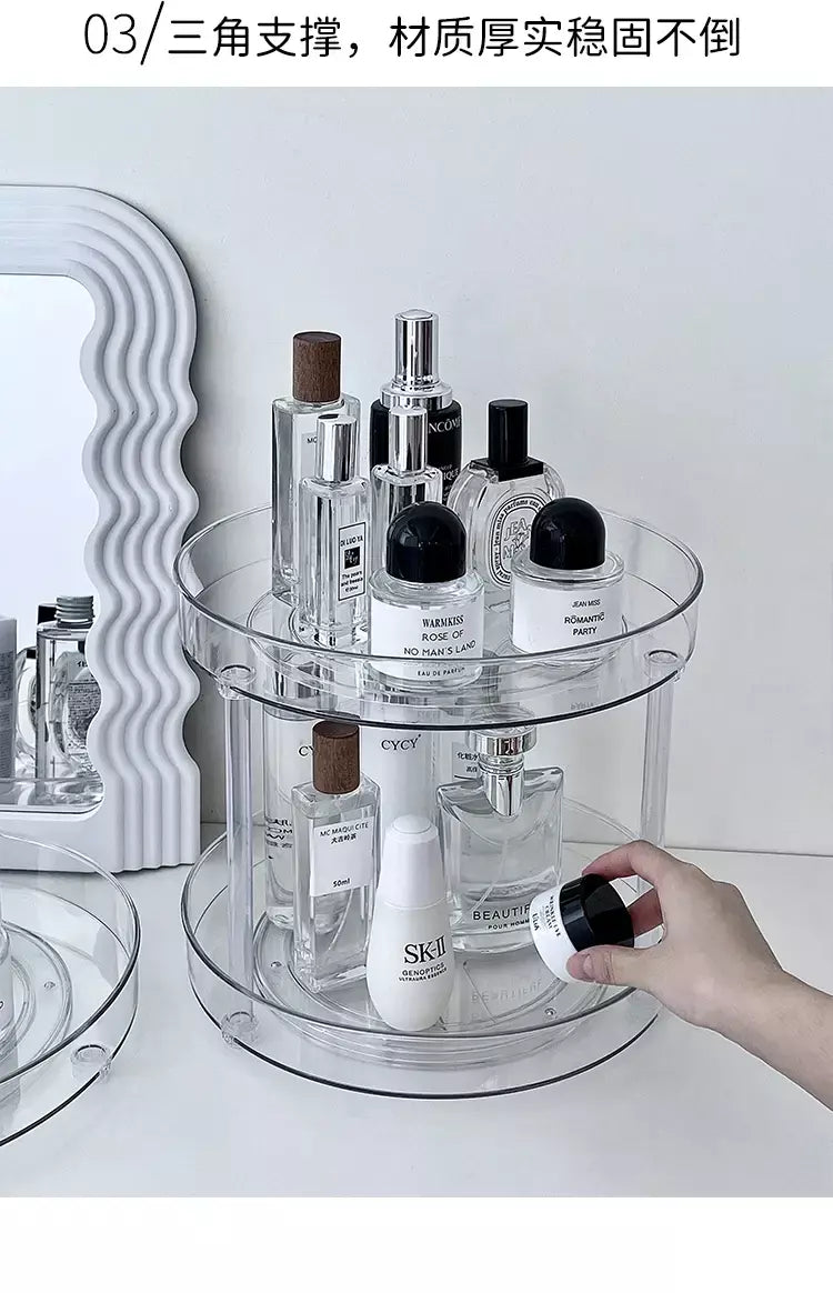 360 ° Rack giratório para cosméticos, prateleira para banheiro, grande capacidade, perfume, aromaterapia, cuidados com a pele, organizador de armazenamento de produtos
