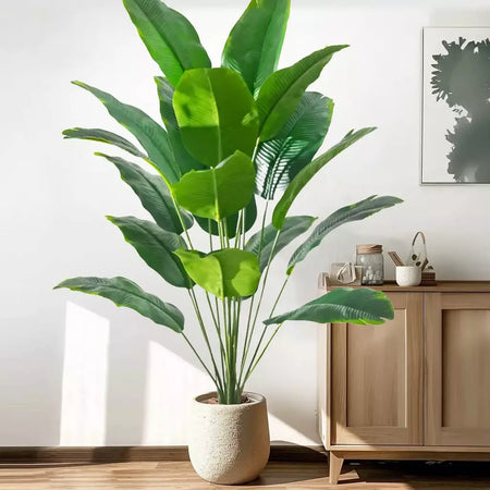 Palmeira tropical artificial 60-90-120cm(47,2 pol.) folhas de planta de banana falsa toque real planta de plástico strelitzia para jardim doméstico