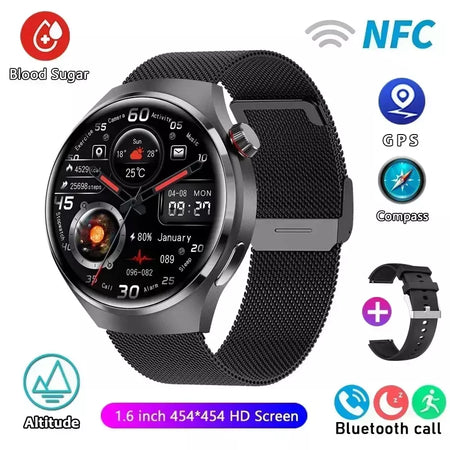 Xiaomi para pro relógio inteligente masculino 4 pro amoled tela hd bluetooth chamada gps nfc freqüência cardíaca açúcar no sangue smartwatch 2024 novo