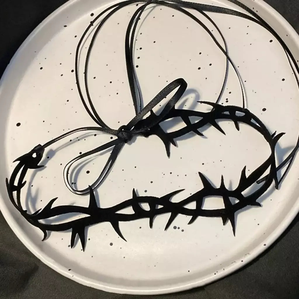 Colar de espinho de veludo de renda preta para mulheres gótico punk rock gargantilha colar moda festa gargantilhas colares yk2 jóias presentes