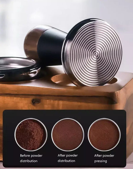 51/53/58mm calcadeira de café de madeira de nogueira calcadeira de café de aço inoxidável força constante elasticidade martelo de café acessórios de café expresso