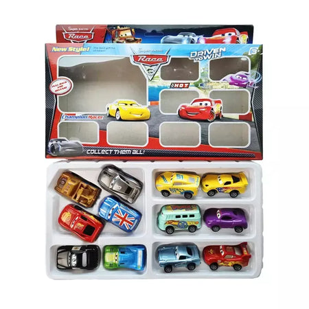 Mini 12 pçs disney pixar carros 3 pistão copo rebote carro coleção relâmpago mcqueen jackson tempestade pvc modelo de carro brinquedo para crianças