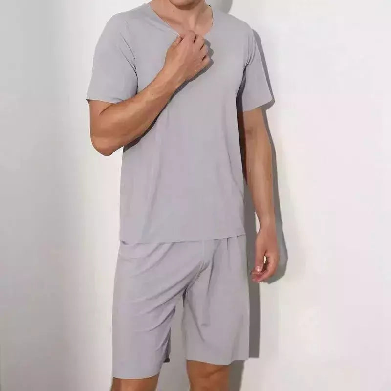 Pijama solto masculino de manga curta, roupa caseira, camiseta, shorts esportivos e de lazer, terno tamanho grande, 4x menino, 2 peças por conjunto