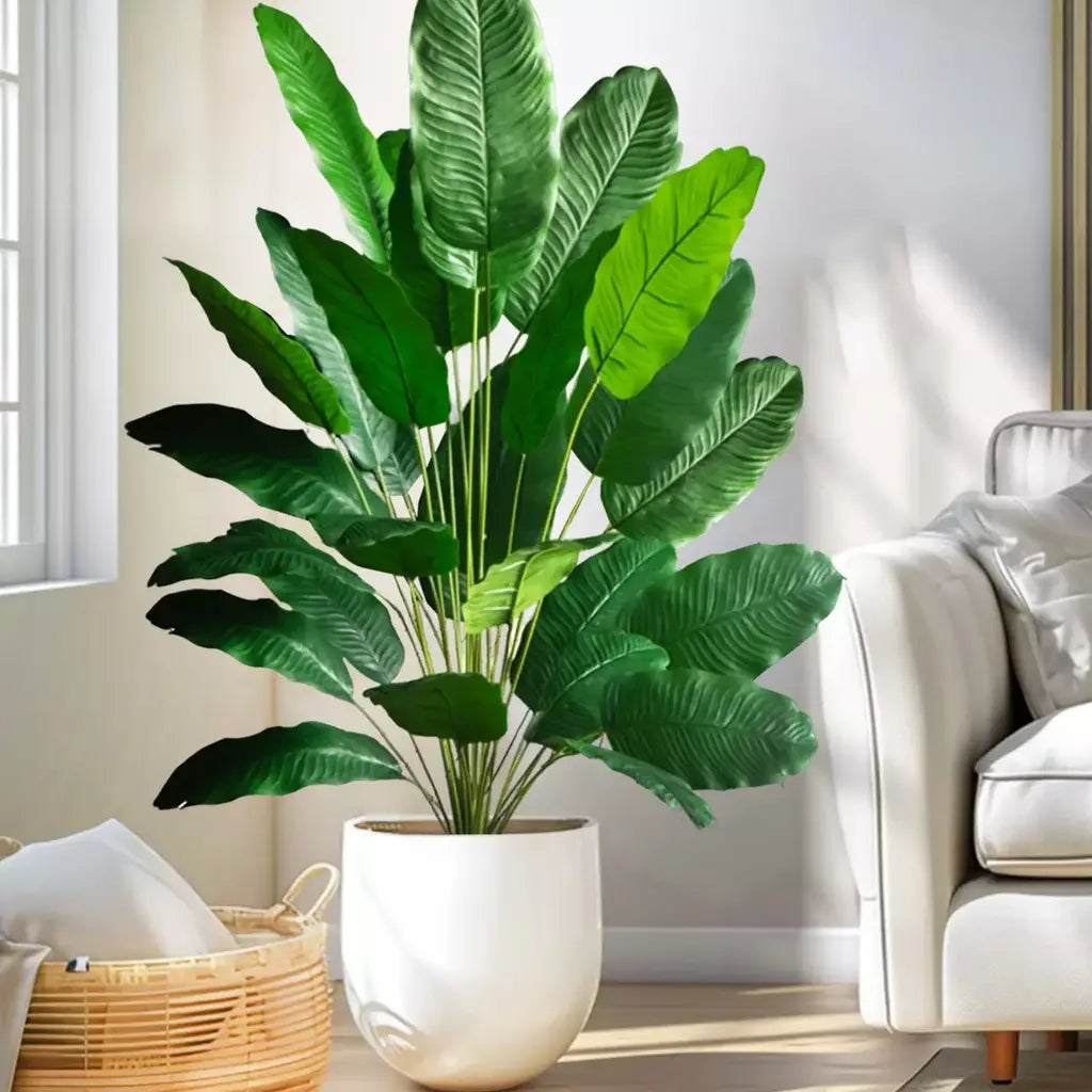 Palmeira tropical artificial 60-90-120cm(47,2 pol.) folhas de planta de banana falsa toque real planta de plástico strelitzia para jardim doméstico
