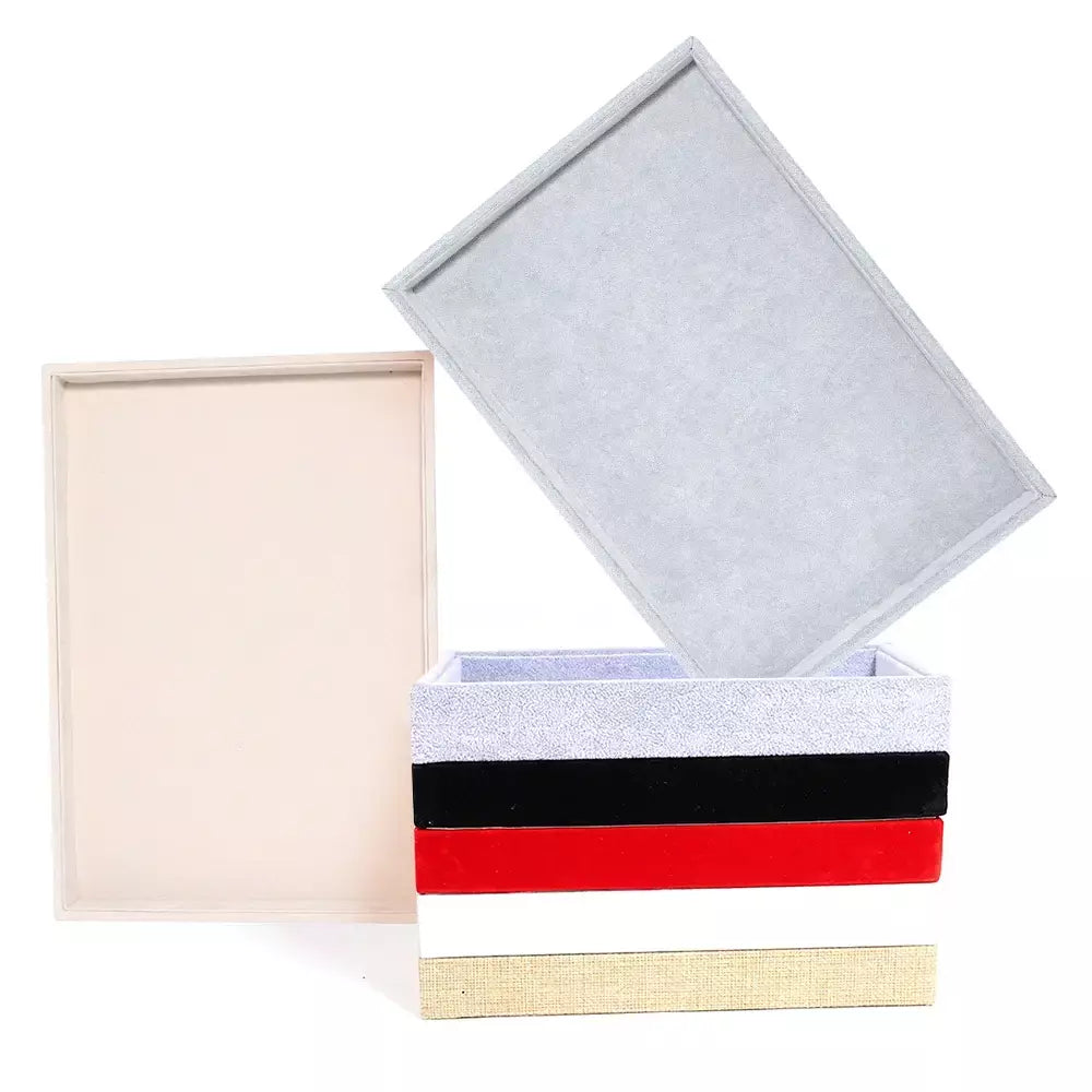 1 pc veludo bandeja de exibição de jóias anel brinco bandeja de armazenamento caixa de exibição de jóias colares pulseiras caixa de organização placa de armazenamento