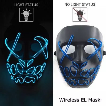 Neon sem fio led máscara de purga brilho no escuro cosplay máscara de terror halloween masquerade festa máscaras brilhantes engraçado vestir-se