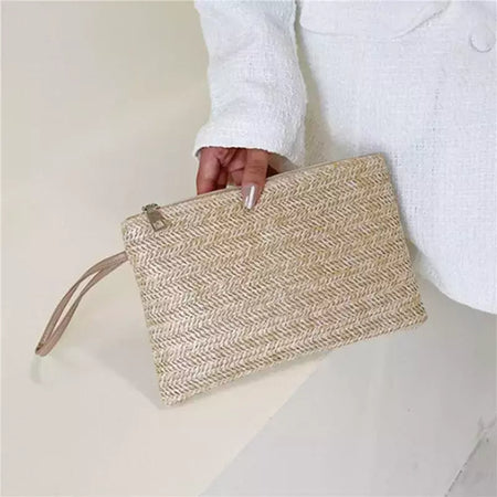 Fsafashion-bolsa de tecido palha para mulheres, bolsa casual para férias, bolsas com alça superior, bolsas de ombro retrô artesanais, moda feminina, 2024