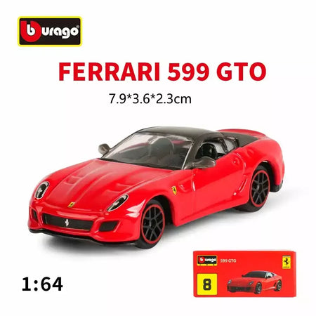 Coleção Ferrari Bburago 1:64 - modelos fundidos em liga LaFerrari 458 Enzo SF90, mini carros de simulação, conjunto de presente para adultos e crianças