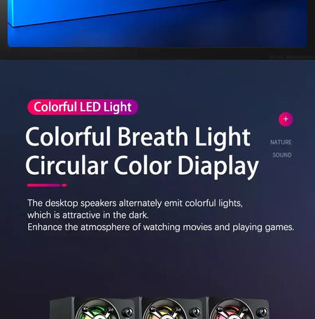 Alta-falantes estéreo 3d de alta fidelidade colorido led luz pesada aux usb com fio sem fio bluetooth áudio home theater barra de som surround tv