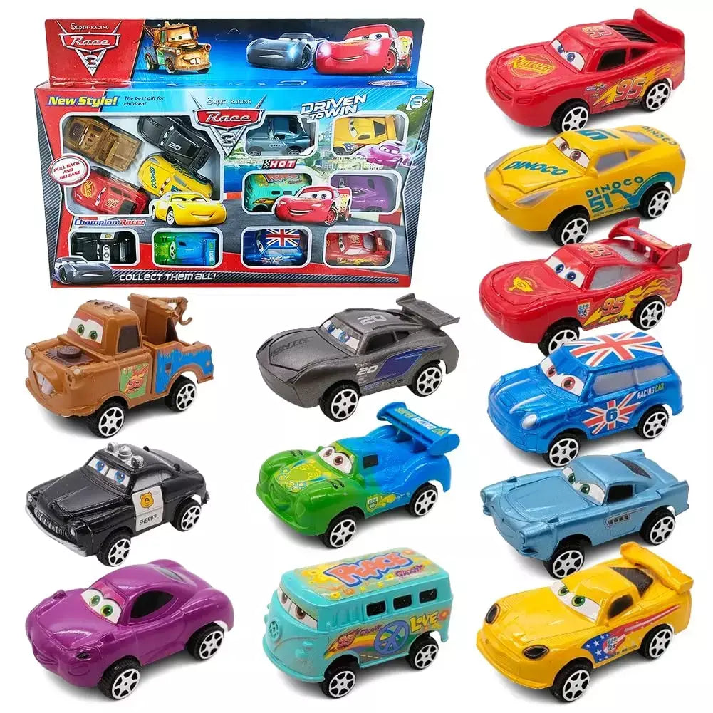 Mini 12 pçs disney pixar carros 3 pistão copo rebote carro coleção relâmpago mcqueen jackson tempestade pvc modelo de carro brinquedo para crianças