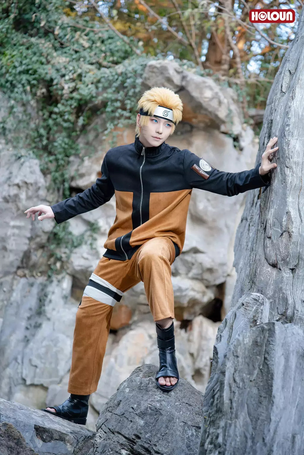 Holoun anime uzumaki cosplay traje adulto versão calças superiores cocar natal presente de ano novo cos convenção